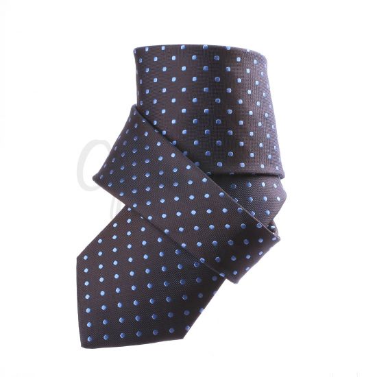 Cravate marron à pois bleu clair
