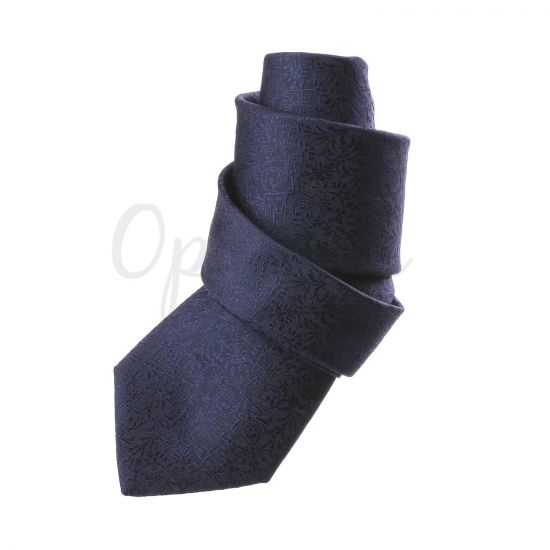 Cravate bleu nuit à motifs fleuris brodés