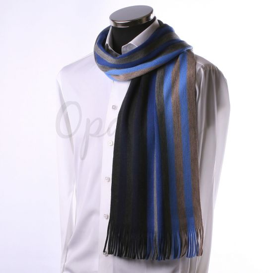 Bufanda a rayas azul y gris