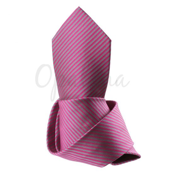 Striped grey and fuchsia tie
