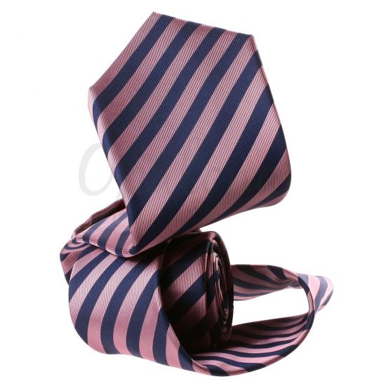 Cravate rayée marine et rose