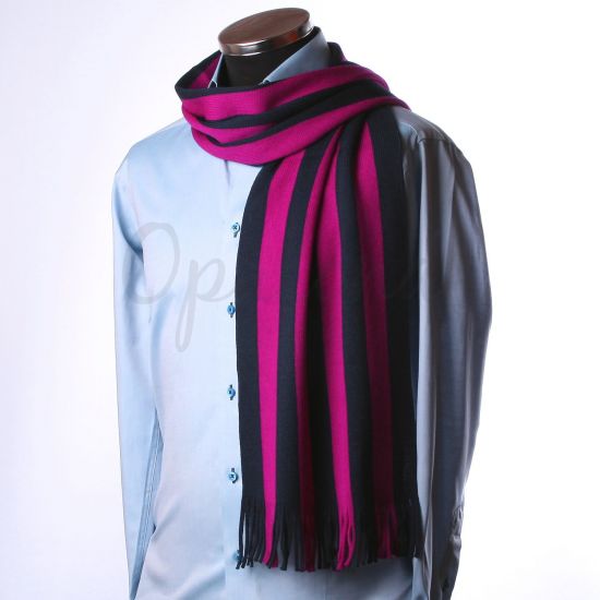 Fucsia a rayas azul marino y bufanda