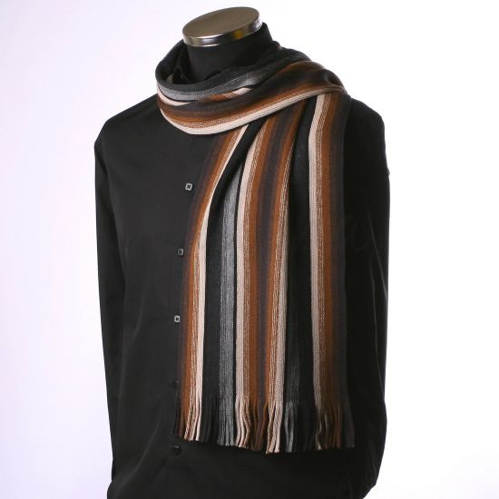 Rayas pañuelo negro, marrón, beige y gris