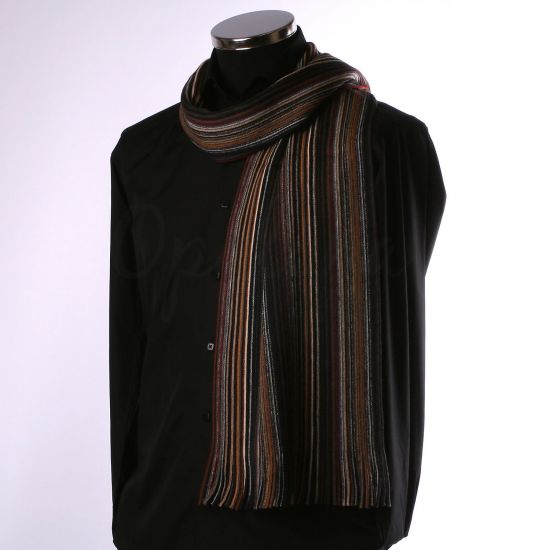 Thin marrón, gris, pañuelo de rayas negro y beige