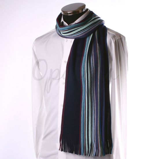 Navy bufanda azul con rayas multicolores