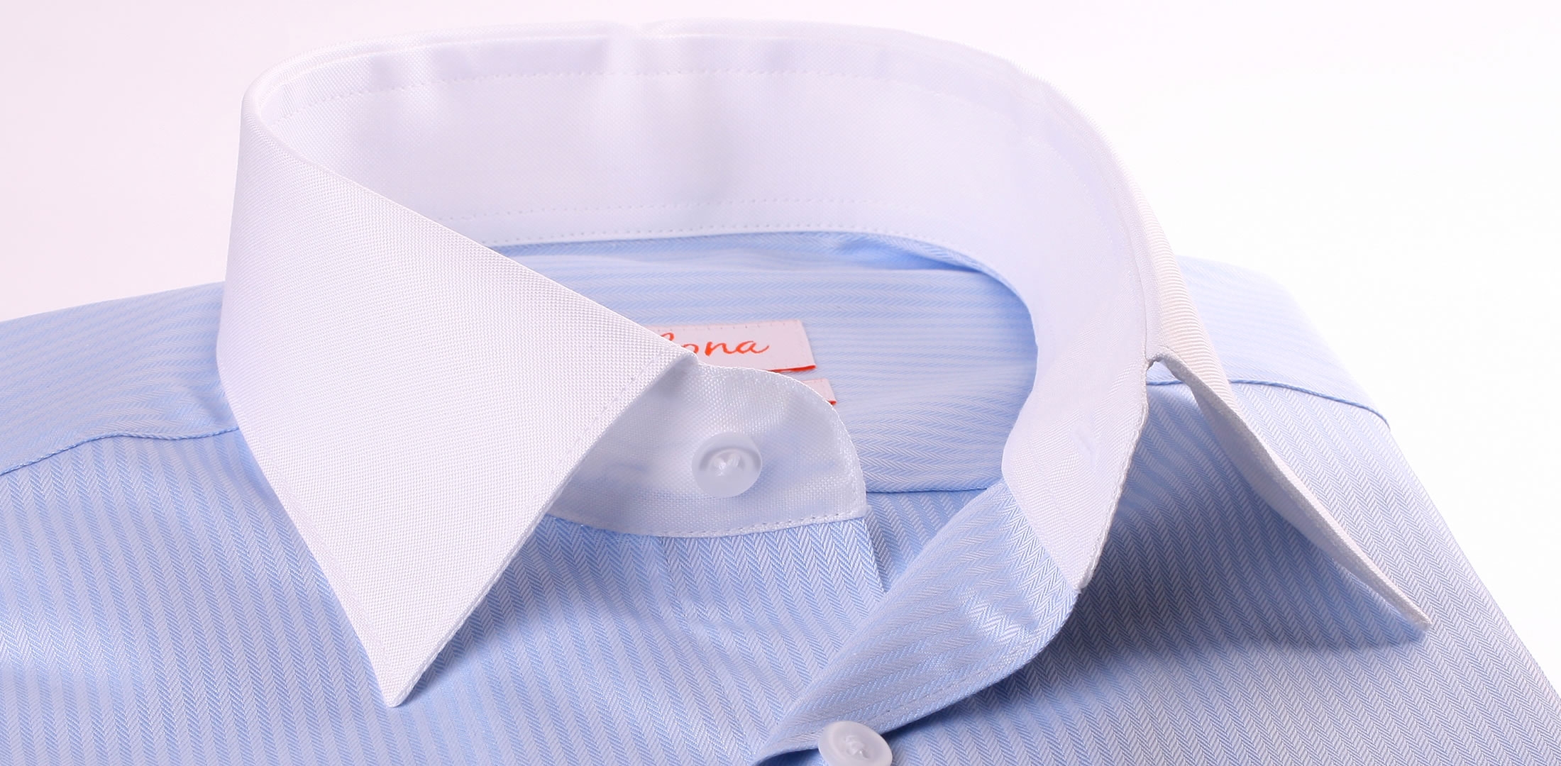 blue shirt white collar