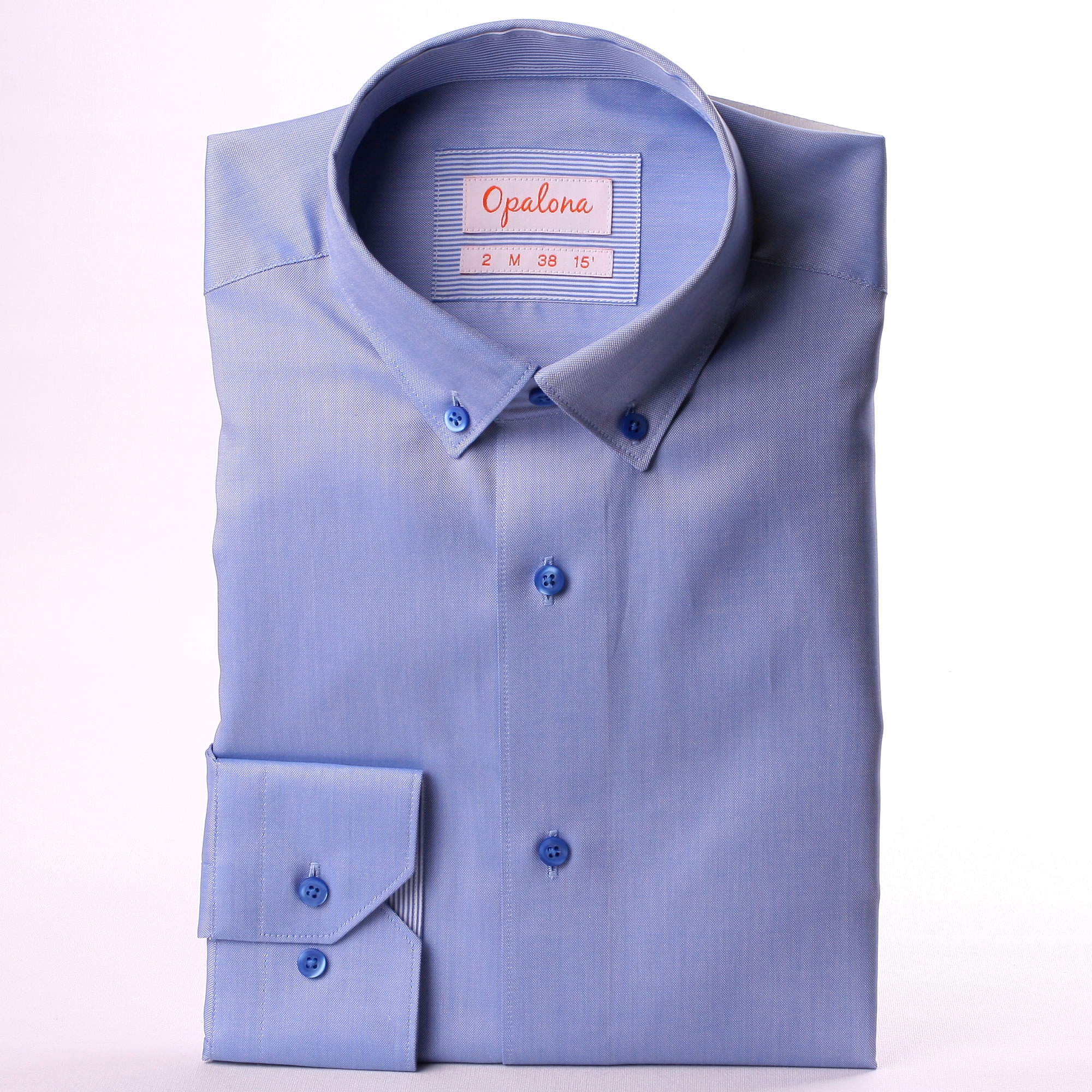 blue shirt with blue striped button collar blue shirt with blue striped button collar