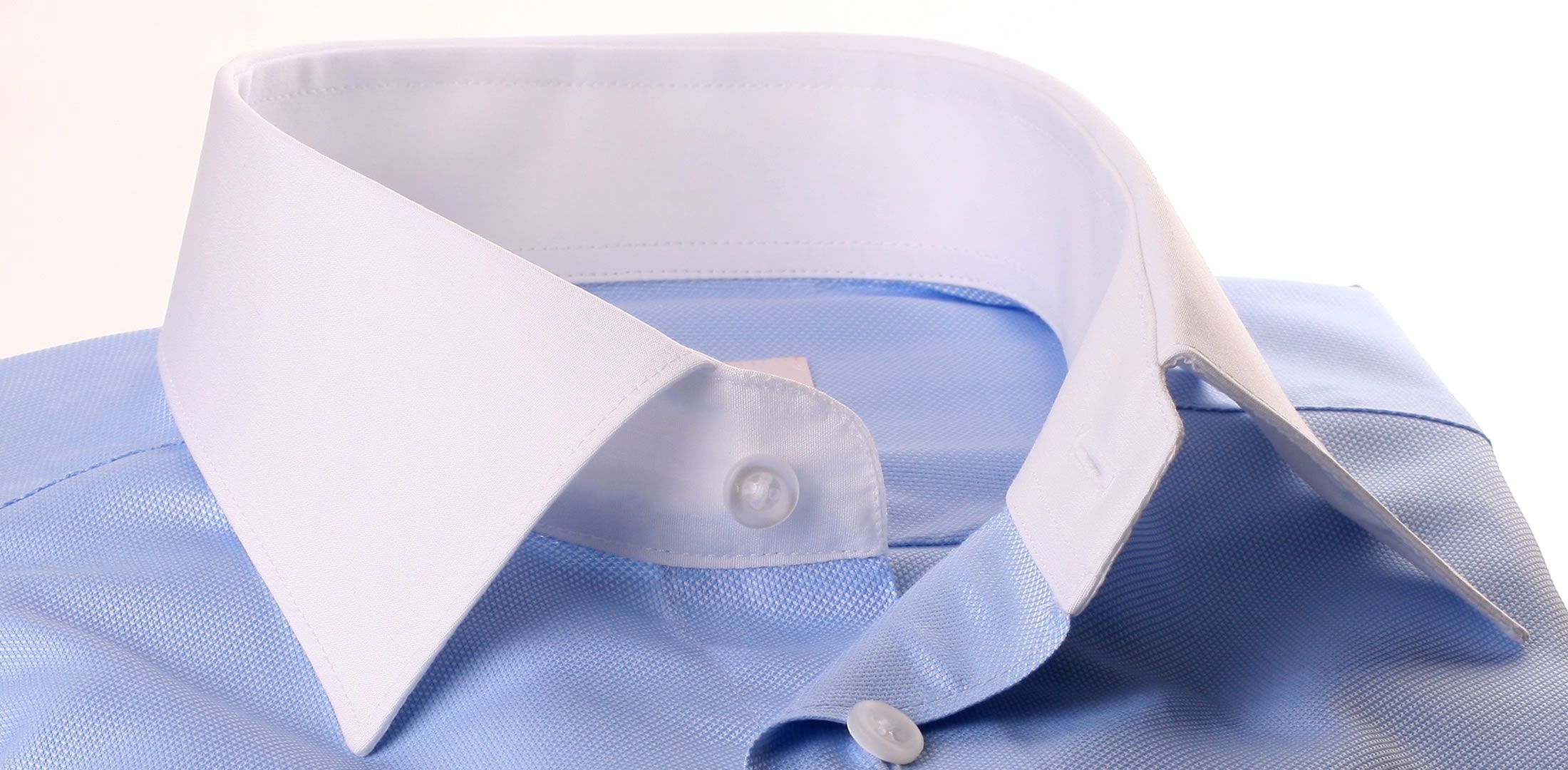 Blauw oxford shirt met witte en manchetten